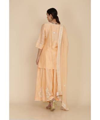  Muskmelon Short Tunic With Sharara And Dupatta 3