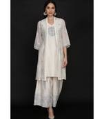  Ivory Sleeveless Tunic With Overlay And Farshi