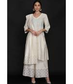 ANJU HARLEEN IVORY TUNIC FARSHI AND DUPATTA WITH CROSS