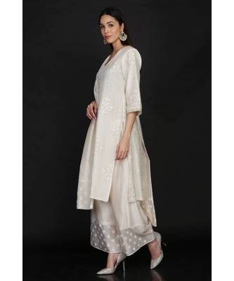  Ivory Tunic Farshi And Dupatta With Cross 2