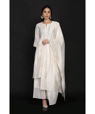  Ivory Tunic Farshi And Dupatta With Cross 1