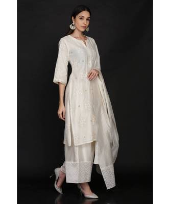  Ivory Tunic Farshi And Dupatta With Cross 2