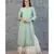 ANJU HARLEEN SEA BLUE PINTUCKS TUNIC WITH IVORY GHARARA