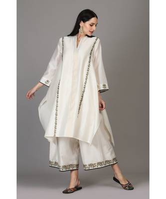  Ivory Asymmetrical Tunic With Farshi And Dupatta 2