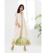 ANJU HARLEEN LIGHT PINK ASYMMETRICAL TUNIC WITH APPLE GREEN SHARARA AND DUPATTA