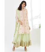 ANJU HARLEEN LIGHT PINK TUNIC WITH APPLE GREEN SHARARA AND DUPATTA