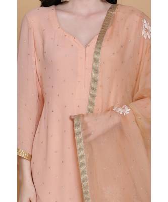 Soft Peach Assymetrical Sharara Set with Dupatta 3