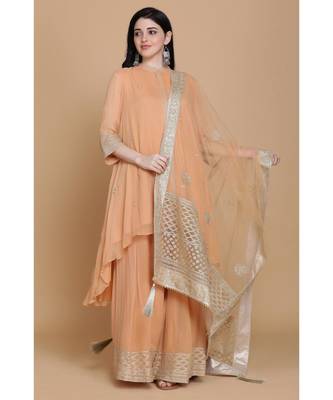 Georgette Asymetrical Tunic With Sharara And Dupatta 1