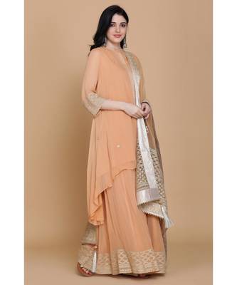 Georgette Asymetrical Tunic With Sharara And Dupatta 2