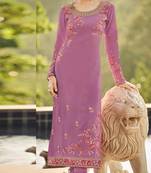 Lavender embroidered faux georgette salwar