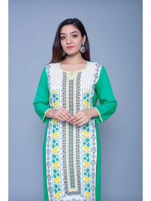 Light-green printed rayon kurtas-and-kurtis 2