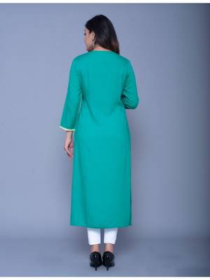 Light-green printed rayon kurtas-and-kurtis 3