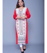 Red printed rayon kurtas-and-kurtis