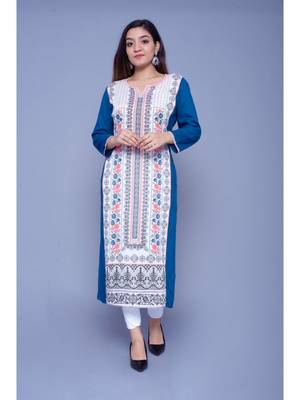 Blue printed rayon kurtas-and-kurtis 1