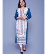 Blue printed rayon kurtas-and-kurtis