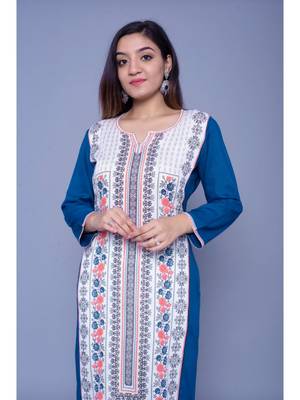 Blue printed rayon kurtas-and-kurtis 2