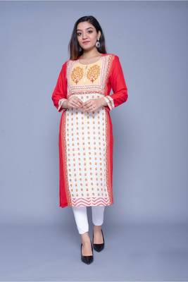 Red printed rayon kurtas-and-kurtis 1