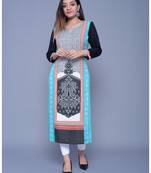 Sky-blue printed rayon kurtas-and-kurtis