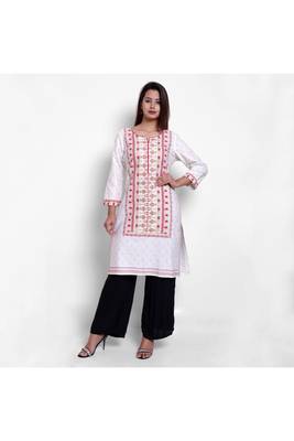 Off-white printed cotton kurtas-and-kurtis 1