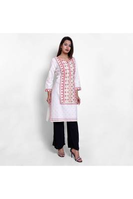 Off-white printed cotton kurtas-and-kurtis 4