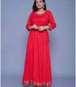 Red printed rayon ethnic-kurtis