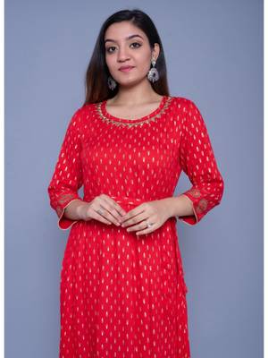 Red printed rayon ethnic-kurtis 2
