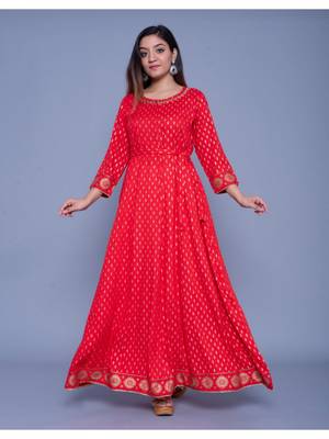 Red printed rayon ethnic-kurtis 5