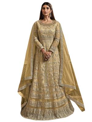Yellow embroidered net salwar 1