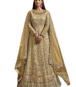 Yellow embroidered net salwar