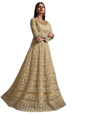 Yellow embroidered net salwar 2