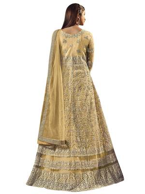 Yellow embroidered net salwar 3