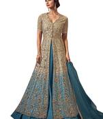 Beige embroidered net salwar