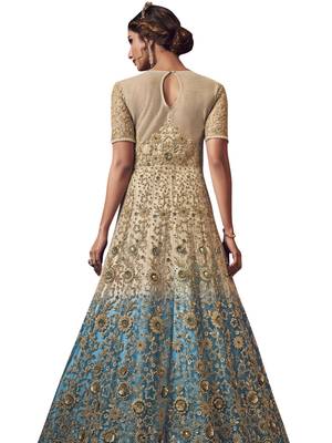 Beige embroidered net salwar 2
