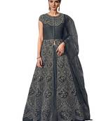 Grey embroidered net salwar