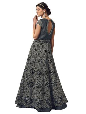 Grey embroidered net salwar 2