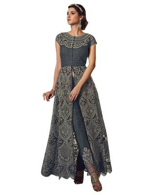 Grey embroidered net salwar 3