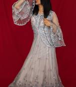 House Of Sitara Grey jacket style embroidered long gown online