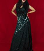 House Of Sitara Bottle Green sequin embellished long gown online