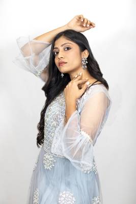 House Of Sitara Powder Blue Long Net Gown Online 3