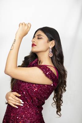 House Of Sitara Maroon Sequin Net Gown Online 3