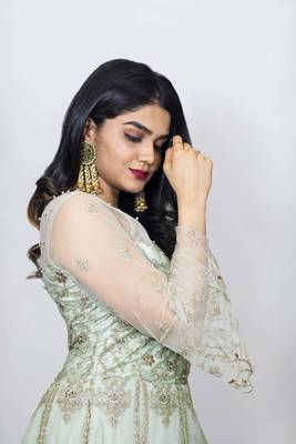 House Of Sitara Green Fancy Long Gown With Heavy Thread Embroidery Online 3
