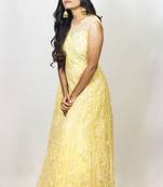 House Of Sitara Yellow heavy embroidered long gown online