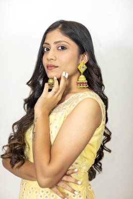 House Of Sitara Yellow heavy embroidered long gown online 3