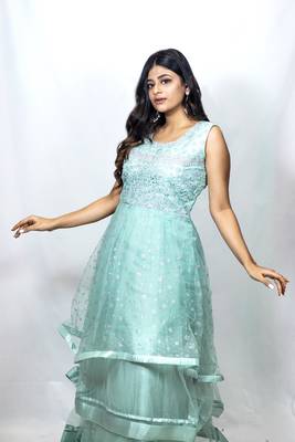 House Of Sitara Light Blue heavy embroidery long gown online 1