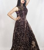 House Of Sitara Full Black Sequin Long Net Gown Online