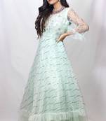 House Of Sitara Ocean Blue Gown with heavy embroidery online