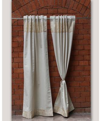 Brocade patchwork Off White Gold Curtain 2