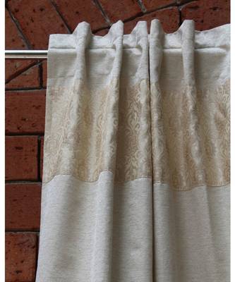 Brocade patchwork Off White Gold Curtain 3