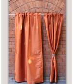 Block print hand embroidery with tikkis Rust Curtain