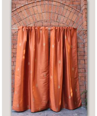 Block print hand embroidery with tikkis Rust Curtain 2